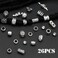 NAISKA 26PCS Silver Hair Beads Loc Jewelry - Dreadlocks Accessories, DIY Braids Rings, Cuffs and Clips for Women and Men