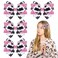 4 Pcs Hair Bows for Girls, Cow Print Hair Bows Cute Glitter Hair Clips Cow Hair Barrettes Ribbon Hair Accessories for Women(Pink)