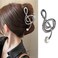 Music Note Hair Clips with Pearl Silver Metal Hair Accessories for Women Girls Elegant Note Curve Hair Claw Clips Shiny Hairpins Strong Hold Nonslip Hair Clip for Thick or Thin Hair Goddess Look 1 Pcs