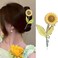 Flower Hair Clips Metal Alloy Hair Accessories for Women Girls, Yellow Sunflower Hair Claw Clips Cute Fashion Spring Summer Hairpins Shark Strong Hold Non Slip Large Jaw Hair Claw Clip 1 Pcs