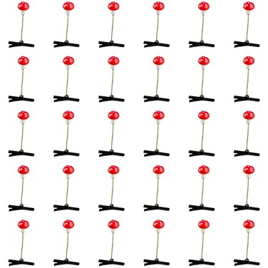 Framendino, 30 Pack Mushroom Sprout Hair Clips Cute Mushroo Clip Red Hairpin Funny Plant Accessories Women Party (Red)