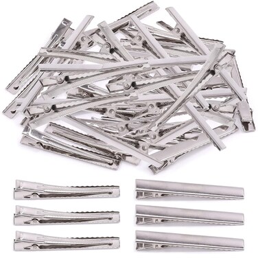 200Pcs 2.55 inch / 6.5 cm Alligator Hair Clips Bulk Silver Single Prong Hair Clips For Bows Making Hair Pins For Sectioning Hair Styling And Sectioning Hairdressing DIY Crafts