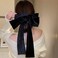 Jumwrit Extra Big Hair Bow Clip Large Long Hair Bowknot Soft Hair Barrette Strong Hold Solid Color Hair Clip for Women Girls (Black)