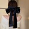 Jumwrit Extra Big Hair Bow Clip Large Long Hair Bowknot Soft Hair Barrette Strong Hold Solid Color Hair Clip for Women Girls (Black)
