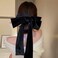 Jumwrit Extra Big Hair Bow Clip Large Long Hair Bowknot Soft Hair Barrette Strong Hold Solid Color Hair Clip for Women Girls (Black)