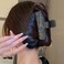 Jumwrit Large Pearl Hair Claw Clip Rhinestone Hair Jaw Clip Strong Hold Metal Hair Clamp Fashion Rectangle Hair Claw for Women Girls (Black)