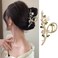 Cat Eye Flower Hair Clips with Pearl Rhinestones - Non-Slip Metal Claw Clips for Thick or Thin Hair, Fashion Hair Accessory for Women