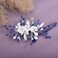 Xerling Royal Blue Rhinestones Hair Barrette White Flower Silver Hair Clip Bridal Wedding Sapphire Hair Jewelry Alligator Duckbill Clip Floral Headpiece for Women Girls (Blue)
