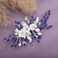 Xerling Royal Blue Rhinestones Hair Barrette White Flower Silver Hair Clip Bridal Wedding Sapphire Hair Jewelry Alligator Duckbill Clip Floral Headpiece for Women Girls (Blue)