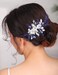 Xerling Royal Blue Rhinestones Hair Barrette White Flower Silver Hair Clip Bridal Wedding Sapphire Hair Jewelry Alligator Duckbill Clip Floral Headpiece for Women Girls (Blue)