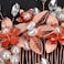 JWICOS Flower Bride Wedding Hair Comb Handmade Bridal Hair Pieces Side Comb Clips Rhinestone Hair Comb Wedding Hair Accessories for Women and Girls (Rose Gold)
