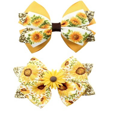 Glitter Sunflower Hair Bow Clips Barrettes for Women Girls, Daisy Alligator Hairpins for Teens Toddlers Kids Summer Beach Vacation Fall Holiday Dress Decor Accessory Gift(C)