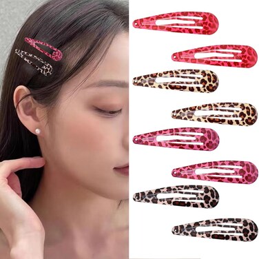 Y2k Snap Hair Clips Pink Leopard Print Barrettes Hairpins Snap Clips for Hair No Slip Brown Cheetah Metal Hair Clip Set of 8 Styling Y2K Hair Accessories for Women Girls