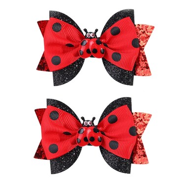 Ladybug Hair Clips for Girls Cute Hair Bow Clips Back to School Hair Clips Red Black Hair Barrettes Animal Bow Summer Hair Clip First Day of School Hair Pin Hair Accessories for Hair Decoration 2Pcs