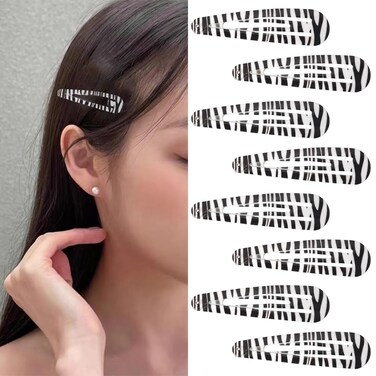 Zebra Print Hair Snap Clips Animal Pattern Hair Clips Barrettes Hairpins Black and White Strip Trendy Metal Bangs Snap Hair Clip Styling Hair Accessories for Women Girls 8 PCS