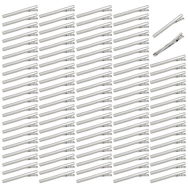 Lawie 100 Pack 75mm Large Plain Flat Silver Duckbill Alligator Metal Hair Clips Crocodile Clips Hair Grips Pins Hairdressing Styling Sectioning Curl Clips Barrettes Craft DIY Accessories for Women