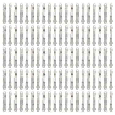 Lawie 100 Pack 6 CM 2.36 Inch Blank Silver Square Rectangle Metal French Barrette Plain Base Hair Clips DIY Crafting Clips for Bows Snap Hair Clips Ponytail Holder Hairclips Hair Accessories for Women
