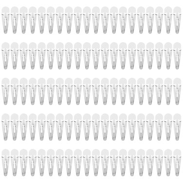 Lawie 100 Pack Bulk 4 CM 1.57 Inch Silver Snap Metal Hair Clips Small Barrettes Hairpins Clips Thin Fine Bang Hair Holder Crafting Base Clips DIY Hair Accessories for Women Girl Kids Toddlers