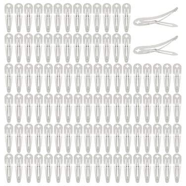 Lawie 100 Pieces 2 Inch Thin Fine Hair Metal Snap Clips with Cross Hole,5 CM Silver Small Plain Hair Barrettes Hairpins Hair Clips for Women Girls Kids,Craft DIY Base Hair Clips Accessories