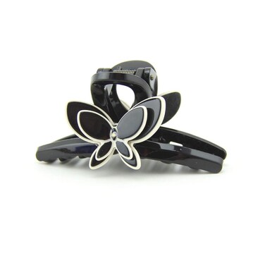 Noble Little Butterfly Women Ponytail Holder Hair Claw Clip 1 PCS(D95)(Black)