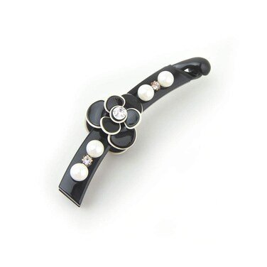 Noble Flower Wedding Beautiful Banana Hair Clip for Women (H81)(Black)