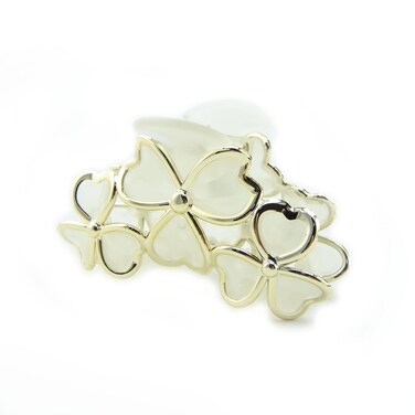 Clover Flowers Beautiful Hair Claw Clip for Women 1 PCS(D63)(White)