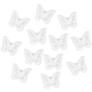 12Pcs White Butterfly Hair Clips, Cute Lace Embroidery Flower Butterfly Hair Bow for Women Girls Fairy Butterfly Hair Pins Hair Accessories Halloween Christmas Party Decor (White)