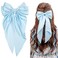 JOYOYO Hair Clip, 1Pcs Silky Satin Large Hair Bow Ribbon Clips for Women and Girls, Giant Long Bow Hair Clips Ponytail Holder Silk Big Hair Clips Accessories, Blue