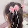 Pink Butterfly Hair Clip Cute Butterfly Tassel Hair Bow Barrettes Hairpin with Long Tail, Halloween Costume Decor Accessories for Toddler Teen Girls Back School Gift