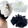 2 PCS Chiffon Silk Hair Claw Clips Large Bubble Hair Jaw Clips Bows Hair Clips Nonslip French Barrtette Hair Accessories for Women Girls