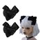 2 Pcs Halloween Gothic Lolita Hair Clips Black Bow Plush Cat Ear Hairpins Hair Barrettes for Women Girls Hair Accessories Cosplay Halloween Party Tea Party