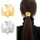 2 Pcs Ponytail Holder Hair Clips, 1.96Inch Metal High Ponytail Cuff Hair Barrettes, Decorative Strong Hold French Fine Hair Jaw Clips Accessories for Women Girl (Gold, Silver)