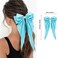 Blue Hair Bows,2 PCS Satin Hair Bows Clip Big Blue Bow for Women Hair Ribbons Long Tail Hair Bow Hair Barrettes for Wedding Prom Party Charm (Light Blue,Royal Blue)