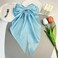 Blue Hair Bows,2 PCS Satin Hair Bows Clip Big Blue Bow for Women Hair Ribbons Long Tail Hair Bow Hair Barrettes for Wedding Prom Party Charm (Light Blue,Royal Blue)