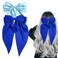 Blue Hair Bows,2 PCS Satin Hair Bows Clip Big Blue Bow for Women Hair Ribbons Long Tail Hair Bow Hair Barrettes for Wedding Prom Party Charm (Light Blue,Royal Blue)