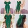 WLLHYF Big Bow Barrettes 2 Pieces Soft Silky Satin Hair Clip Long Tail French Ribbon Hair Pins Metal Bowknot Clips 90's Accessories for Party Women Girl (Green+Green)