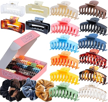 20 pack- Large Claw Clips for Thick Hair &amp; Velvet Scrunchies, 4.3 &amp; 4in Big Hair Clips Set with 4.5in Soft Scrunchies Matches Any Outfit &amp; Any Hairstyle on any Occasion