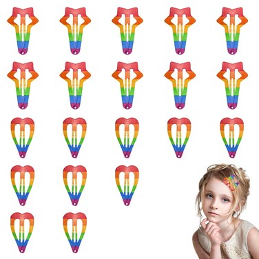 20 PCS Rainbow Hair Clips Snap Clips for Women No Slip Metal Hair Clips for Party Costumes Carnival and Celebrations