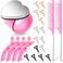22 Pieces Magnetic Wrist Sewing Pincushion with Hair Braiding Tools - Stainless Steel Pintail Rat Tail Comb, Wide Teeth Alligator Sectioning Clip, Hair Parting Ring Tool, and Pin Wristband (Pink)