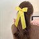 Yellow Hair Bow Clips for Women Girls 5.5 in Big Silky Ruffle Satin Hair Ribbon Bow-Knot Alligator Barrettes Hairpins Long Tail Ponytail Holder Decor Accessories Gift