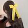 Yellow Hair Bow Clips for Women Girls 5.5 in Big Silky Ruffle Satin Hair Ribbon Bow-Knot Alligator Barrettes Hairpins Long Tail Ponytail Holder Decor Accessories Gift