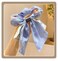 2pcs Large Intestine Hair Loop, 3.5in Chiffon Bow Tie Hair Loop Harmless Hair Loop Bow Scrunchies for Hair For Women Girls (Blue)