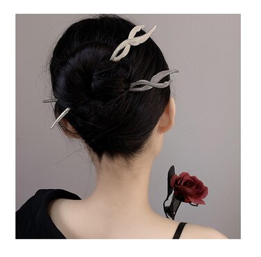 2PCS Metal Hairpins Hair Stick Fork Sticks French Hair Pin Buns Hair Accessories for Women Girls 029-2PCS