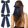 VOBOBE 2PCS Hair Bows for Women Girls, Navy Tassel Hair Ribbon Bowknot Hair Clips Barrettes Hair Accessories for Girl with Long Tail (Navy)