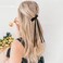 VOBOBE 2PCS Hair Bows for Women Girls, Tassel Ribbon Bowknot Hair Clips Barrettes for Girl with Small Long Tail Solid Satin Hair Accessories (Black-Glitter)