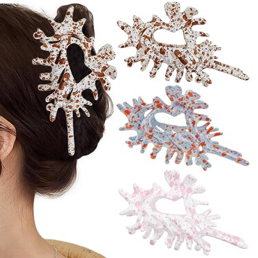 3 PACK Metal Conch and Ripple Shell Hair Claw Clips for Women - Strong Hold Barrettes for Thick and Thin Hair Styling