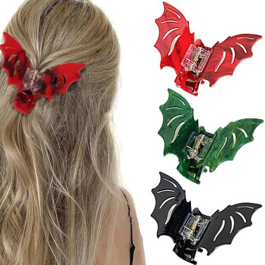 3 Pieces Halloween Bat Claw Clips, Gothic Horror Hair Clips Halloween Spooky Hairpin for Costume Cosplay Hair Barrettes Gift