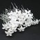 30 PCS Bride Wedding Hair Pins White Flower Bridal Head Clip Crystal Rhinestone Hair Barrettes U-Shape Hair Clips Hair Accessories for Bridal Wedding Women