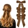 3Pcs Deep Coffee Hair Bows for Women Double-Layer Long Tail Bow Hair Clip Hair Ribbon Ponytail Holder Hair Accessories for Girls Toddlers