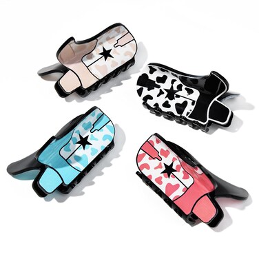 4Pcs Large Hair Claw Clips for Women Thick Hair Cowgirl Boot Cute Claw Banana Clips Western Strong Hold jaw clip Hair Accessories Girls Holiday Gifts
